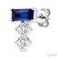 Emerald Shape Gemstone & Petite Diamond Earrings