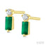 Emerald Shape Gemstone & Petite Diamond Earrings