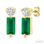 Emerald Shape Gemstone & Petite Diamond Earrings
