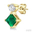 Princess Shape Gemstone & Petite Diamond Earrings