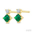 Princess Shape Gemstone & Petite Diamond Earrings