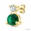Round Shape Gemstone & Petite Diamond Earrings
