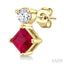 Princess Shape Gemstone & Petite Diamond Earrings