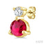 Round Shape Gemstone & Petite Diamond Earrings