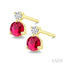 Round Shape Gemstone & Petite Diamond Earrings