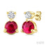 Round Shape Gemstone & Petite Diamond Earrings
