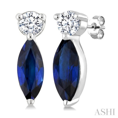 Marquise Shape Gemstone & Petite Diamond Earrings