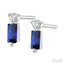 Emerald Shape Gemstone & Petite Diamond Earrings