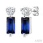 Emerald Shape Gemstone & Petite Diamond Earrings