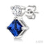 Princess Shape Gemstone & Petite Diamond Earrings