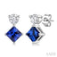 Princess Shape Gemstone & Petite Diamond Earrings