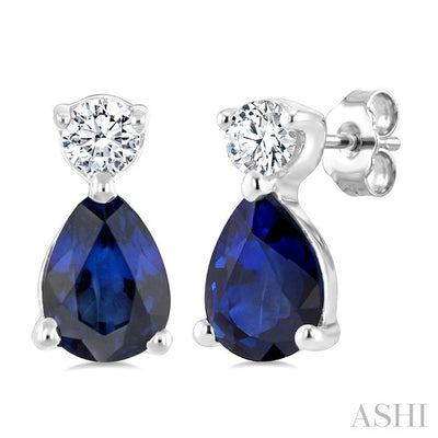 Pear Shape Gemstone & Petite Diamond Earrings