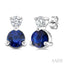 Round Shape Gemstone & Petite Diamond Earrings
