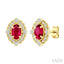 Oval Shape Art Deco Gemstone & Diamond Earrings