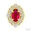 Oval Shape Art Deco Gemstone & Diamond Earrings