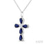 Cross Pear Shape Gemstone & Diamond Fashion Pendant