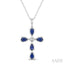 Cross Pear Shape Gemstone & Diamond Fashion Pendant