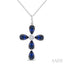 Cross Pear Shape Gemstone & Diamond Fashion Pendant