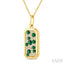 Emerald Shape Pave-Set Gemstone & Diamond Pendant