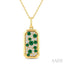 Emerald Shape Pave-Set Gemstone & Diamond Pendant