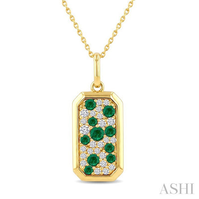 Emerald Shape Pave-Set Gemstone & Diamond Pendant
