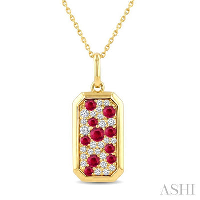 Emerald Shape Pave-Set Gemstone & Diamond Pendant