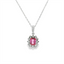 Pink Sapphire & Diamond Halo Pendant