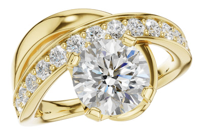 Round Diamond Asymmetrical Engagement Ring