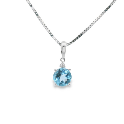Blue Topaz & Diamond Pendant
