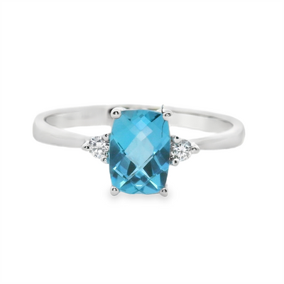 Blue Topaz & Diamond Fashion Ring