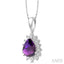 Pear Shape Gemstone & Halo Diamond Pendant