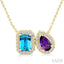 Toi Et Moi Gemstone & Halo Diamond Pendant