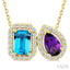 Toi Et Moi Gemstone & Halo Diamond Fashion Pendant