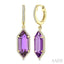 Evoque Gemstone Hexagon Shape & Halo Diamond Earrings