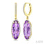Evoque Gemstone Oval Shape & Halo Diamond Earrings