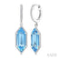 Evoque Gemstone Hexagon Shape & Halo Diamond Earrings