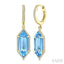 Evoque Gemstone Hexagon Shape & Halo Diamond Earrings
