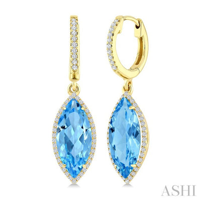 Evoque Gemstone Marquise Shape & Halo Diamond Earrings