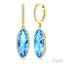 Evoque Gemstone Oval Shape & Halo Diamond Earrings