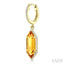 Hexagon Shape Gemstone & Halo Diamond Earrings