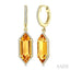 Hexagon Shape Gemstone & Halo Diamond Earrings