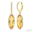 Evoque Gemstone Oval Shape & Halo Diamond Earrings