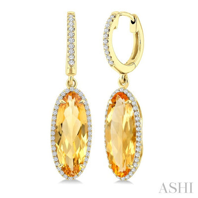 Evoque Gemstone Oval Shape & Halo Diamond Earrings