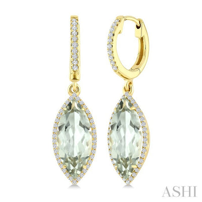 Evoque Gemstone Marquise Shape & Halo Diamond Earrings