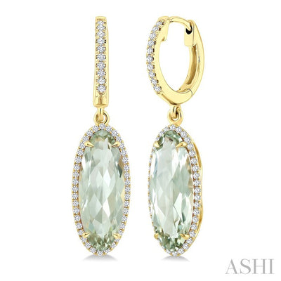 Evoque Gemstone Oval Shape & Halo Diamond Earrings