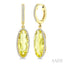 Evoque Gemstone Oval Shape & Halo Diamond Earrings