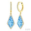 Evoque Gemstone Kite Shape & Halo Diamond Earrings
