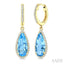 Evoque Gemstone Pear Shape & Halo Diamond Earrings