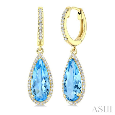 Pear Shape Gemstone & Halo Diamond Earrings
