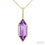 Evoque Gemstone Hexagon Shape & Halo Diamond Pendant